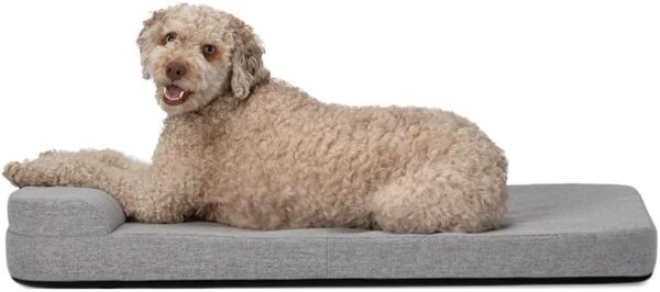 Dog Bed I Water Resistant Pet Bed I Removable Outer Cover I Grey Comfortable Dog Bed with Headrest I Grey (Intermediate)