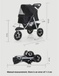 3 in 1 Pet Stroller, Foldable Dog Travel Trolley with Storage Basket for Small Medium Pets, Entry No Zipper for Pets