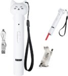 Laser Pointer Interative Cat Toy for Cats to Chase, Rechargeable Red Laser Light Pointer Exercises Training Tool for Kittens Cats Dogs (White)
