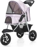 3 in 1 Pet Stroller, Foldable Dog Travel Trolley with Storage Basket for Small Medium Pets, Entry No Zipper for Pets