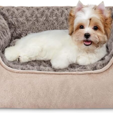 Rectangle Dog Bed for Large Medium Small Dogs Machine Washable Sleeping Sofa Non-Slip Bottom Breathable Soft Puppy Bed Durable Orthopedic Calming Pet , Multiple Size, Beige