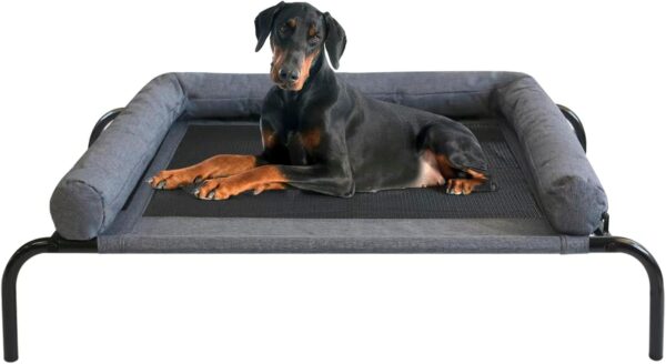 Cooling  Pet Cushion Bed Raised Dog Cots Beds for Small Dogs, Portable Indoor & Outdoor Pet Hammock Bed, Frame with Breathable Mesh and Removable Bolsters (42 Inch)