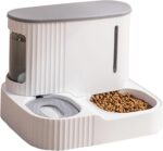 Automatic Cat Feeder,Gravity Auto Timed Pet Dry Food Self Feeding Container Dishes Bowl and Water Dispenser Fountain for Dog Puppy Kitten Kit Set Integrated 2 in 1 Continuous Tray(Grey)