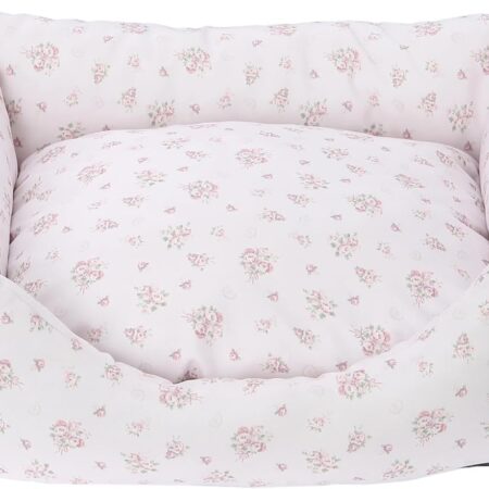 Pet Cushion, Flower Print, Pet Bed, S, Pink, Pink, One Size