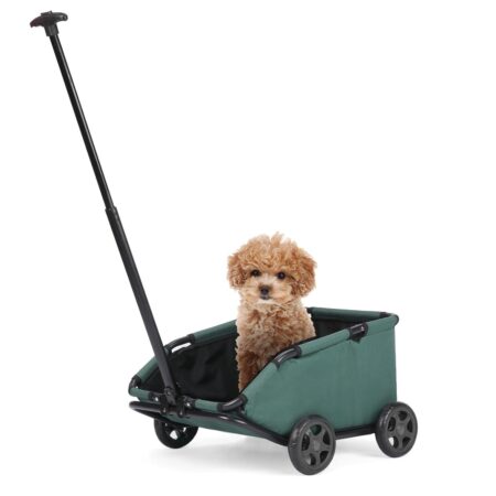 Dog Stroller 4 Wheels Folding Dog Cart Pet Stroller for Travelling Shopping Walking Playing for Small Dogs Cats (Dark Green)