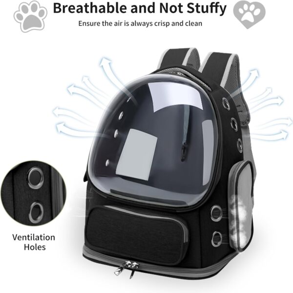 Cat Backpack Carrier for Cats and Small Dogs, Breathable Cat Bubble Backpack, Airline Approved Pet Travel Carrier for Hiking Camping Outdoor(Black)