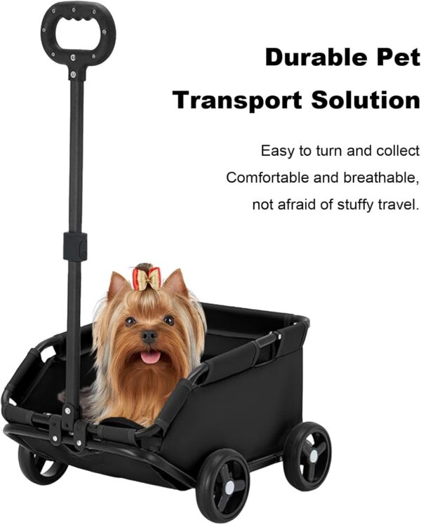 Dog Trolleys on Wheels, Pet Stroller with Safety Belt4 Wheels Folding Rolling Cat Dog Carrier Pet Carriage, Shopping Cart for Travelling Shopping Walking Playing Black