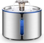 Cat Water Fountain,  84oz/2.5L Stainless Steel Pet Water Fountain, Automatic Dog Water Dispenser with Water Level Window, Ultra-Quiet Pump, Perfect for Cats, Dogs and Multiple Pets