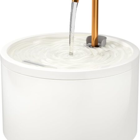 Ceramic Cat Water Fountain, 2.1L/71 Ceramic Cat Fountain, Automatic Ceramic Water Fountain for Cats, Pet Water Fountain with Ultra-Quiet Pump and Filter & Sponge (White)