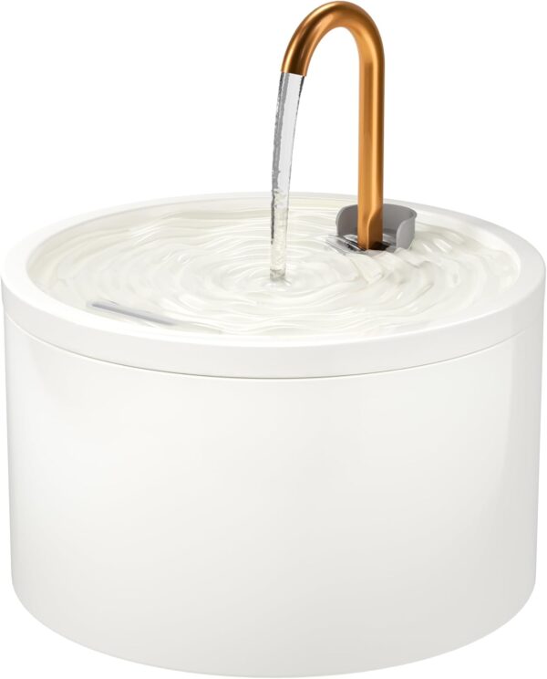 Ceramic Cat Water Fountain, 2.1L/71 Ceramic Cat Fountain, Automatic Ceramic Water Fountain for Cats, Pet Water Fountain with Ultra-Quiet Pump and Filter & Sponge (White)