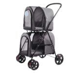 Double Walking Trolley for Pets or for Dogs and Cats Pet Trolley Easy Fold with Removable Liner Dog Stroller for Travel Double or Multi