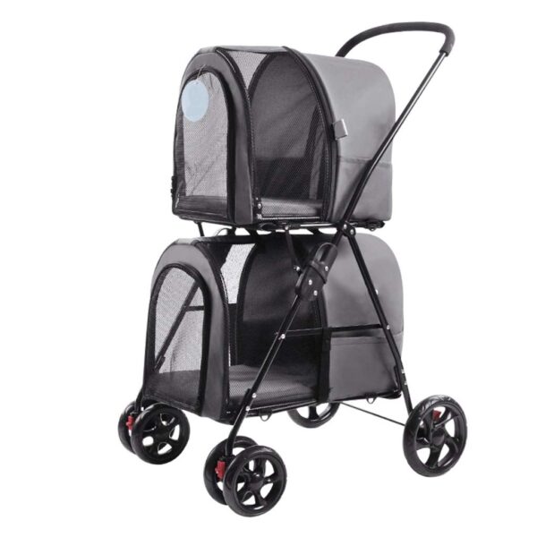 Double Walking Trolley for Pets or for Dogs and Cats Pet Trolley Easy Fold with Removable Liner Dog Stroller for Travel Double or Multi