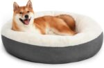 Round Donut Cat and Dog Cushion Bed, 30in Pet Bed for Medium or Large Dogs, Anti-Slip & Water-Resistant Bottom, Soft Durable Fabric Pet beds, Washable Calming Cat & Dog Bed Dark Grey