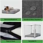 Dog Bed I Water Resistant Pet Bed I Removable Outer Cover I Grey Comfortable Dog Bed with Headrest I Grey (Intermediate)