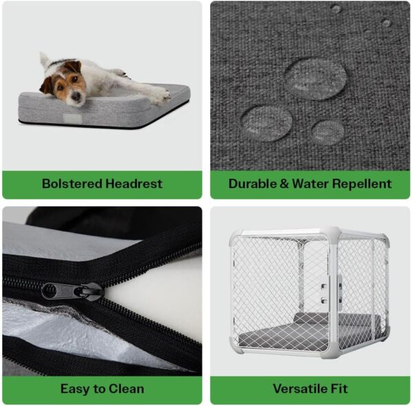 Dog Bed I Water Resistant Pet Bed I Removable Outer Cover I Grey Comfortable Dog Bed with Headrest I Grey (Intermediate)