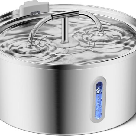 Cat Water Fountain Stainless Steel, 3.2L/108Oz Pet Water Fountain for Drinking, Automatic Metal Dog Water Dispenser Bowl with Quiet Pump, Dual-Stream, Filtration for Cats, Dogs, Multiple Pets Indoor