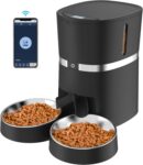 Smart Cat Feeder,  Automatic Cat Feeder  Enable Pet Dog Food Dispenser  Control for Cat&Dog with Two- Splitter and Two Bowls, Voice Recorder Distribution Alarms, Portion Control