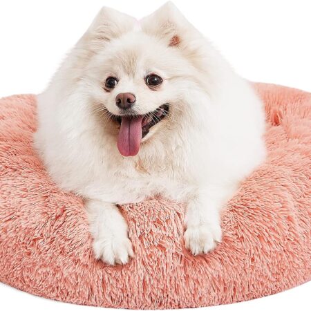 Orthopedic Dog Bed Comfortable Donut  Round Dog Bed Ultra Soft Washable Dog and Cat Cushion Bed (20''/23''/30'') (23'', Pink)