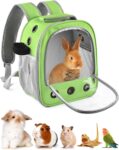 Guinea Pig Carrier Backpack, Portable Rabbit Travel Carring Bag for Pet Bunny Sugar Chinchilla Gerbil Bearded Dragon Hamster Parrot Outgoing Pouch Case with Water Bottle Holder & Detachable Pad
