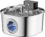 Stainless Steel Cat Water Fountain: 108oz/3.2L 3-Modes Pet Drinking Fountain Wireless Indoor Cordless Kitty Super-Silent Sensoring Fountain with Dual Water Outlet