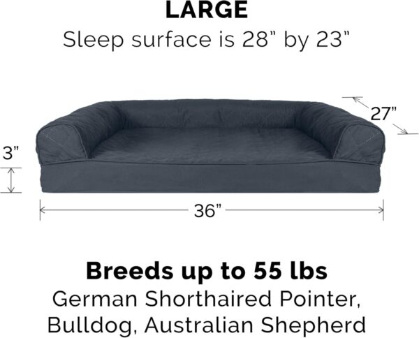 Orthopedic Dog Bed for Large/Medium Dogs w/Removable Bolsters & Washable Cover, For Dogs Up to 55 lbs - Quilted Sofa - Iron Gray, Large
