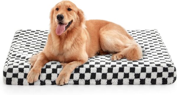 Dog Bed for Large Dogs, XLarge Orthopedic Dog Bed with Removable Washable Cover, Cute Modern Plush & Memory Egg Crate Foam Dog Bed, 42 x 28 inch, Grey