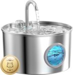 Cat Water Fountain Stainless Steel: 74oz/2.2L Cat Fountain for Drinking - Pet Water Fountain for Cats Inside - Quiet Cat Water Bowl Dispenser - Cat Drinking Fountains - for Cats&Pets& Small Animals
