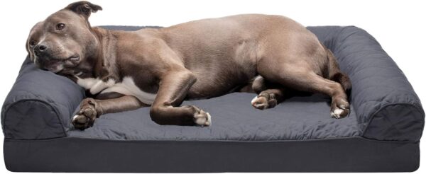 Orthopedic Dog Bed for Large/Medium Dogs w/Removable Bolsters & Washable Cover, For Dogs Up to 55 lbs - Quilted Sofa - Iron Gray, Large
