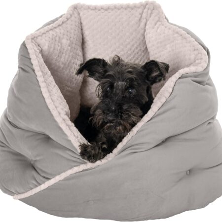24" Round Pet Bed for Indoor Cats & Medium/Small Dogs, 100% Washable, For Pets Up to 35 lbs - Minky Plush & Velvet Hug Bed - Silver Gray, 24-inch