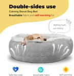 Dog Donut Round Calming Bed, Fluffy Dog Bed for Medium Large Dogs, Cooling Warming Soft Dog Cushion Bed, Double Sided Available Dog Bed with Warm & Cool Sides(30"x30"x9", Grey)