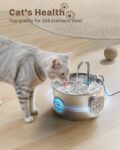 Cat Water Fountain Stainless Steel: 74oz/2.2L Cat Fountain for Drinking - Pet Water Fountain for Cats Inside - Quiet Cat Water Bowl Dispenser - Cat Drinking Fountains - for Cats&Pets& Small Animals