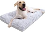Washable Dog Bed Deluxe Plush Dog Crate Beds Comfy Kennel Pad Anti-Slip Pet Sleeping Mat for Large, Jumbo, Medium, Small Dogs Breeds, 35" x 23", Gray