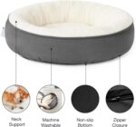 Round Donut Cat and Dog Cushion Bed, 30in Pet Bed for Medium or Large Dogs, Anti-Slip & Water-Resistant Bottom, Soft Durable Fabric Pet beds, Washable Calming Cat & Dog Bed Dark Grey