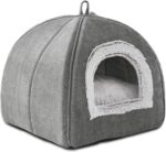Cat Cave Beds for Indoor Cats-2-In-1 Cat Hole Bed,Soft and Warm Cat Tent Bed,Cat Teepee,Anti Slip Bottom Cat House,Folding Cat House Tent with Removable Washable Cushioned Pillow（Medium,Grey）