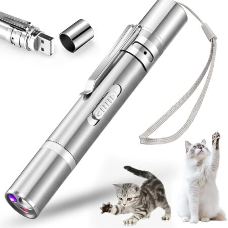 Cat Toy Pointer for Indoor,  Rechargeable Toy, 3 Light Colors Cat Interactive Toys for Dogs, Cats, Pet Chase Toy for Fun Playing Training Exercise Indoors