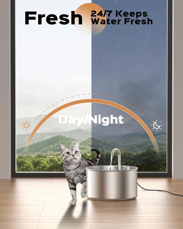 Cat Water Fountain Stainless Steel: Pet Water Fountains Indoor Metal Automatic Cat/Dog Waterer Bowls Faucet Bottle Watering Pets 24/7 Running Water Dispenser for Drinking