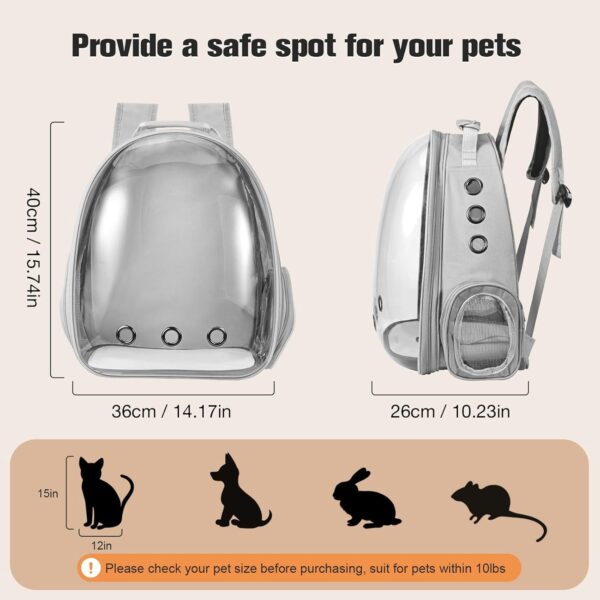 Cat Carrier Backpack, Pet Carrier Backpack Front Pack for Small Medium Cat Puppy Dog Carrier Backpack Bag Space Capsule, Airline-roved Pet Carrier for Travel Hiking Walking Camping (Grey)