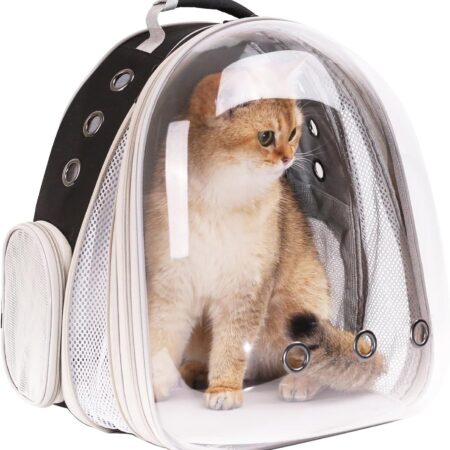 Front Expandable Large Cat Backpack Carrier, Fit up to 20 lbs, Space Capsule Bubble Window Pet Carrier Backpack for Large Fat Cat and Small Puppy