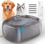 10L/2.6Gal/338oz Dog Water Fountain for Large Dogs, Dog Fountain Water Bowl, Pet Water Fountain with 5 Replacement Filters and 4 Cleaning Brushes (Black)
