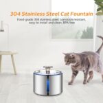 Cat Water Fountain,  84oz/2.5L Stainless Steel Pet Water Fountain, Automatic Dog Water Dispenser with Water Level Window, Ultra-Quiet Pump, Perfect for Cats, Dogs and Multiple Pets