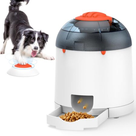 Dog Puzzle Feeder Toy, Interactive IQ Training, Electronic Treat Dispenser, Automatic Rechargeable with Remote for Food Dispensing, All Breeds, 280ml Capacity