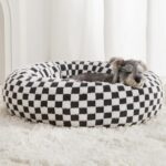 Donut Dog Beds for Small Dog, Round Cat Beds for Indoor Cats, Calming Pet Bed for Puppy and Kitty with Non-Slip Bottom, Cute Fancy Dog Bed with Extra Soft & Machine Washable Plush Fabric