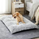 Dog Beds for Large Dogs, Plush Dog Crate Bed Fluffy Cozy Kennel Pad for Sleeping & Ease Anxiety, Washable Dog Mats with Anti-Slip Bottom for Large Medium Dogs