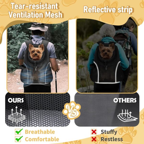 Pet Dog Carrier Backpack Small Dog Front Backpack Ventilated Mesh Dog Travel Back Pack with Safety Belt for Travel Hiking Cycling Outdoor Adventures (Size L: 10-14 lbs, Black)