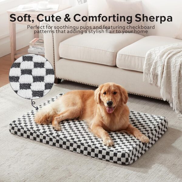 Dog Bed for Large Dogs, XLarge Orthopedic Dog Bed with Removable Washable Cover, Cute Modern Plush & Memory Egg Crate Foam Dog Bed, 42 x 28 inch, Grey