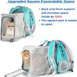 Cat Carrier Backpack, Bubble Dual Expandable Backpack Carrier, Pets and Small Dogs,Airline-roved, Designed for Travel, Hiking, Walking & Outdoor Use (Dual Expandable-Green)