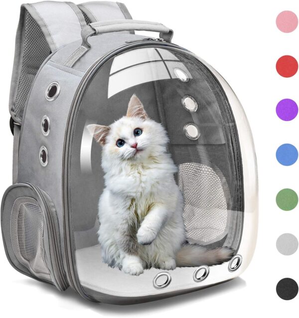 Bubble Carrying Bag for Small Medium dogs Cats, Space Capsule Pet Hiking backpack, Airline roved Travel carrier - Grey
