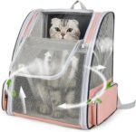 Cat Backpack Carrier Large Pet Backpack for Small Dog Medium Cat Puppy Kitten Bunny up to 15lbs, Ventilated Mesh Dog Collapsible Travel Backpack for Hiking Walking Outdoor