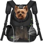 Pet Dog Carrier Backpack Small Dog Front Backpack Ventilated Mesh Dog Travel Back Pack with Safety Belt for Travel Hiking Cycling Outdoor Adventures (Size L: 10-14 lbs, Black)