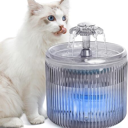 Cat Water Fountain with LED Light - 88oz/2.6L  Ultra Quiet Pet Water Fountain with 2 Flow Modes, Automatic Water Dispenser for Cats and Small Dogs Inside